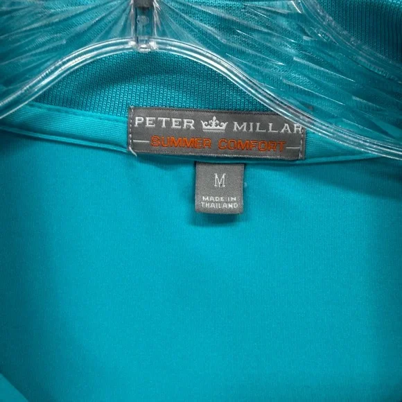 Peter Millar Summer Comfort Polo Mens Medium Teal Golf Shirt Performance Active - Picture 4 of 8
